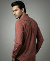 Men's Casual Shirt - Texture Maroon Shc-1972 Strech Fabric (ORG)