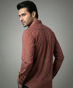 Men's Casual Shirt - Texture Maroon Shc-1972 Strech Fabric (ORG)