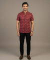 Men's Casual Printed Maroon Half Sleves Shc-1778