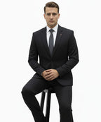 Formal Suit Gst-0126 Texture Black 2 Button