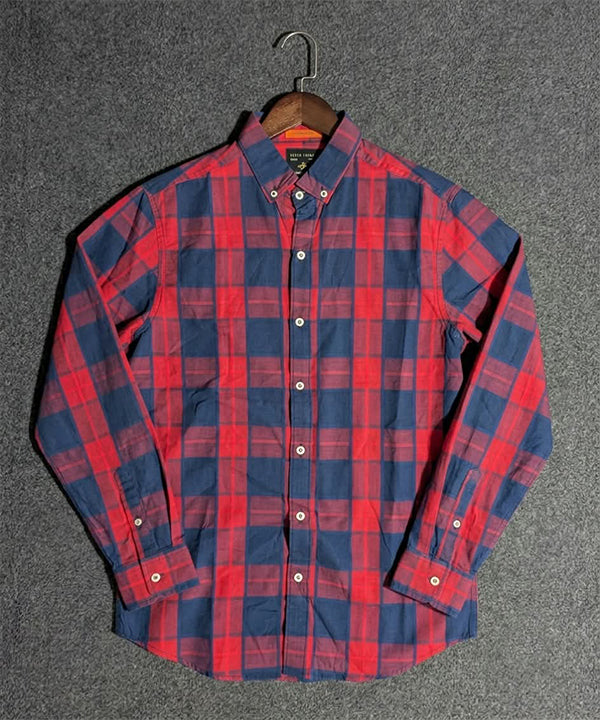 Men's Casual Check Shirt - Red-Chk - Shc-1992 -(ORG-H)