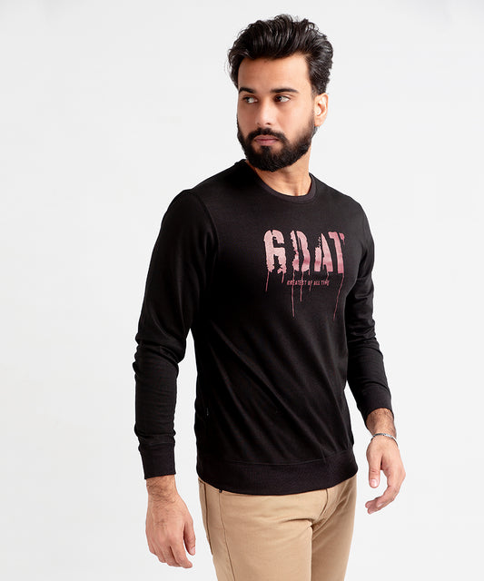 HR Clothing Men's Full Sleeves T-Shirt - Black Goat