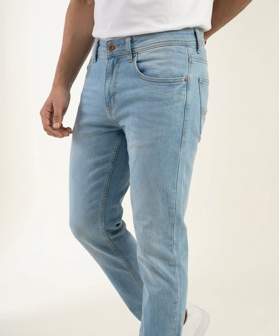 Men's Denim Straight Fit Jeans - Sky-Blue - JP-2260