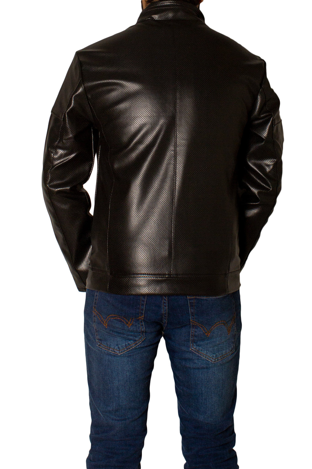 Men's Faux Leather Jacket Jk-0286 Dotted Black