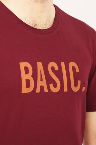 Crew Neck Basic Printed Tee Tsh-5249 Maroon