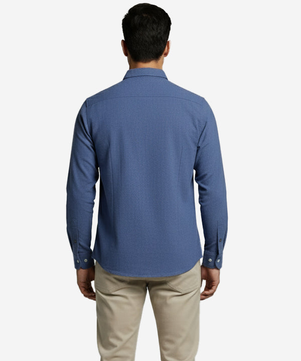 Men's Casual Printed Shirt - Shc-1484 Texture Blue