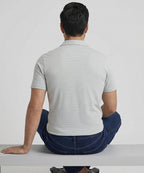 Men’s Pinstripe Drawstring Half Sleeves Shirt– Relaxed Fit - SHC-3067 Grey Stripe