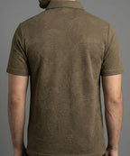 Men's T-Shirt Collar Brown Zip Style Tsh-7024