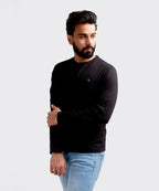 HR Clothing Men's Full Sleeves T-Shirt - Black leaf