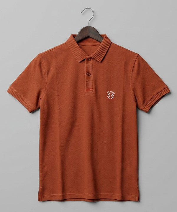 Premium Ribbed Collar Polo T-Shirt Rust TSH-7162