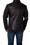 Men's Faux Leather Jacket Jk-0288 Texture Navy