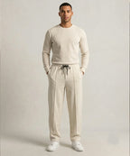 Men’s Smart Baggy Waffle Trouser– LWR-0711 Cream