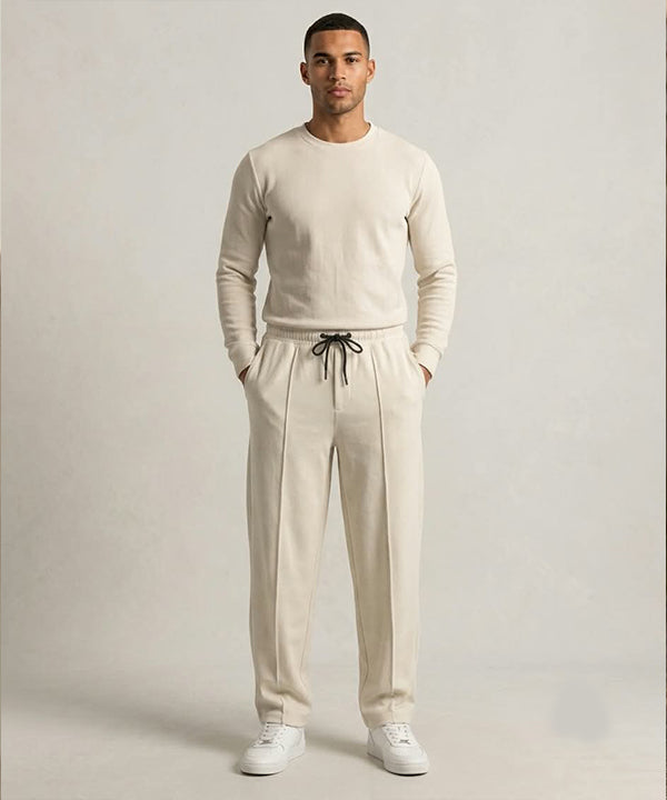 Men’s Smart Baggy Waffle Trouser– LWR-0711 Cream