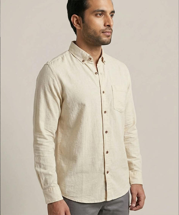 Men's Casual Shirt - Beige Shc-1612 Strech Fabric (ORG-H)