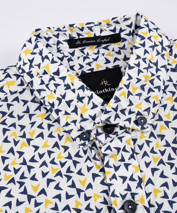 Men's Casual Shirt - Shc-1606 Ptinted Yellow (ORG-H)