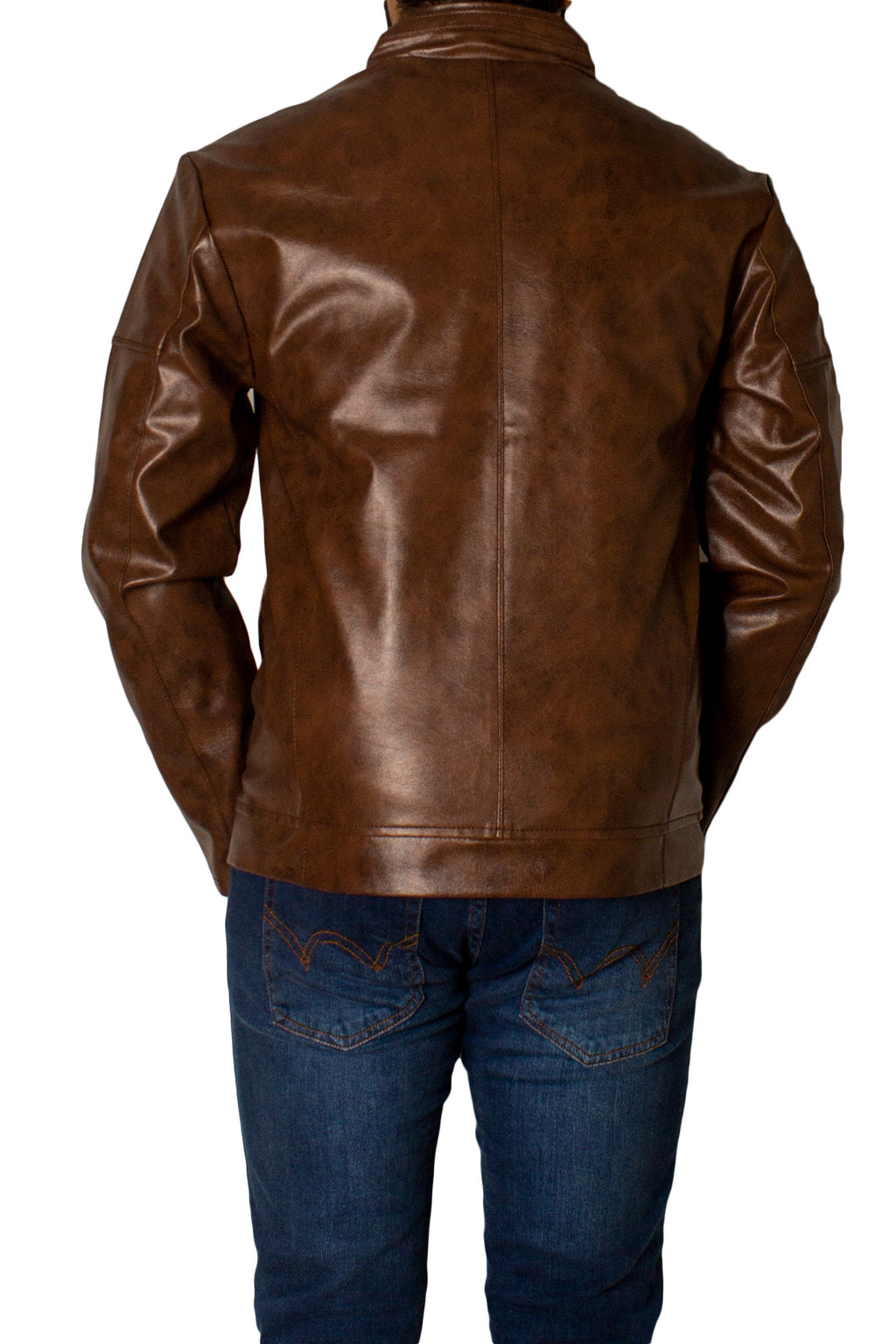 Men's Faux Leather Jacket Jk-0287 D.Brown