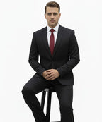 Formal Suit Gst-0127 Texture Black 2 Button