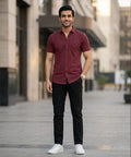 Men's Maroon Casual Half Sleeve Shirt – SHC-2070