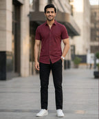 Men's Maroon Casual Half Sleeve Shirt – SHC-2070