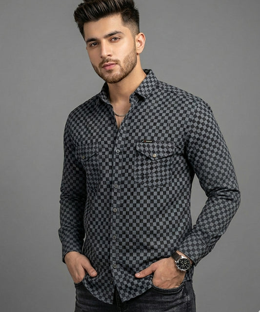 Men's Casual Shirt SHC-1544 PRINTED GREY