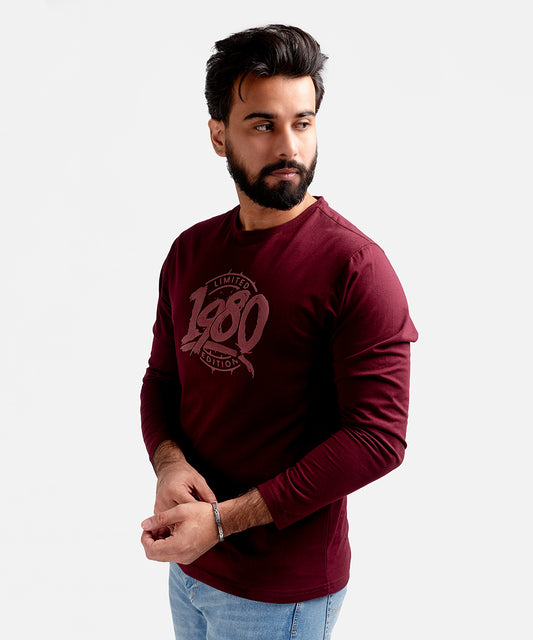 HR Clothing Men's Full Sleeves T-Shirt - Maroon