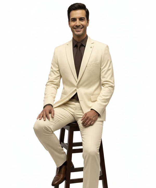 Formal Suit Gst-0124 Beige 2 Button