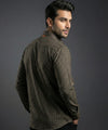 Men's Casual Shirt - Texture Black Shc-1971 Strech Fabric (ORG)
