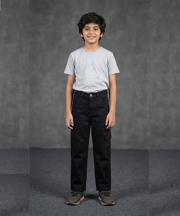Boys Black Carpenter Straight Cargo jeans - Bjp-0300