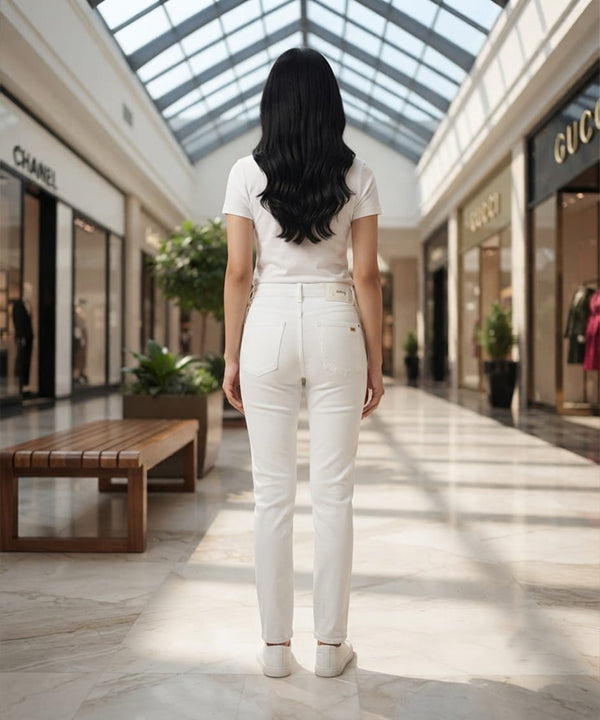 HR Clothing Women's Slim Fit Denim Jeans-LJP-0081–White