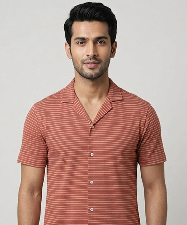 Men’s Pinstripe Drawstring Co-Ord Suit– Relaxed Fit- Maroon Stripe