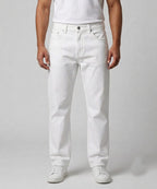 Men's Denim Straight Fit Jeans - White - JP-2267