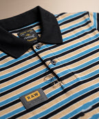MEN'S T-SHIRT COLLAR BEIGE STRIPE BASIC TSH-5916