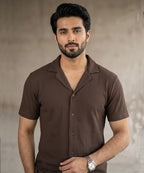 Men's Thermal Half sleves Shirt -Coffee-Brown Shc-3086