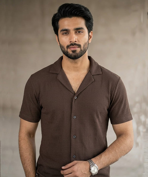 Men's Thermal Half sleves Shirt -Coffee-Brown Shc-3086