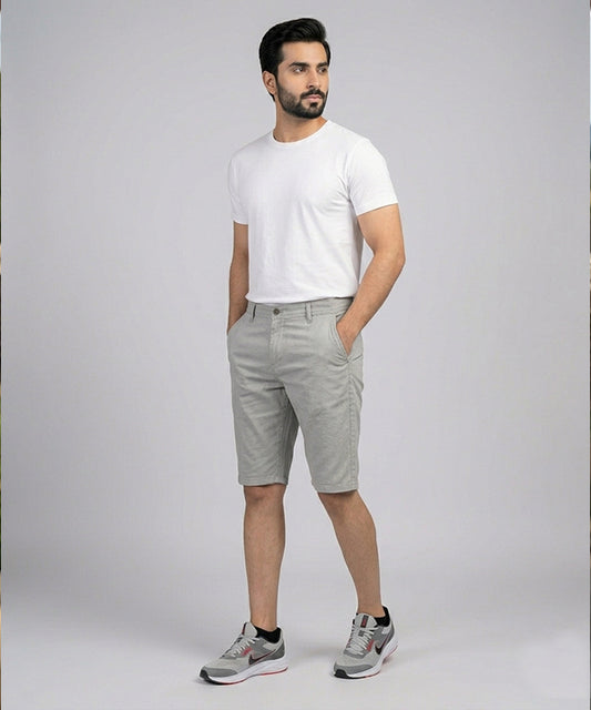 Men’s Summer Cotton Texture Grey Shorts- BR-0102