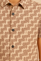 HR clothing Kids Half Sleeves Shirt - Printed Beige BSH-0110