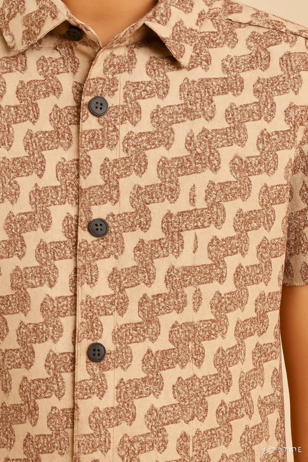 HR clothing Kids Half Sleeves Shirt - Printed Beige BSH-0110