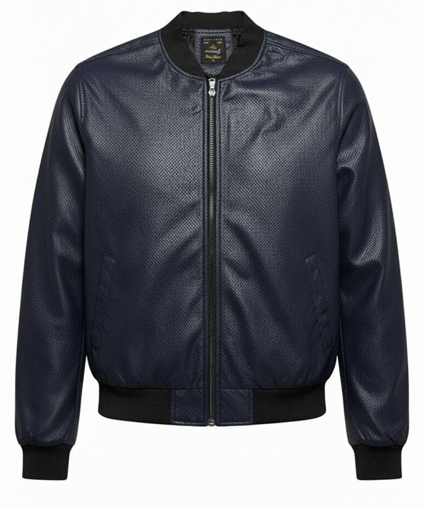 Men's Leather Jacket - Navy JK-0444