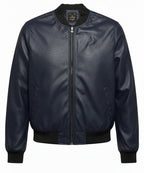 Men's Leather Jacket - Navy JK-0444