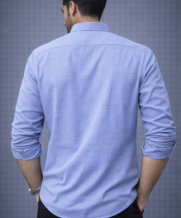 Men's Casual Shirt - Shc-1385 Texture Blue