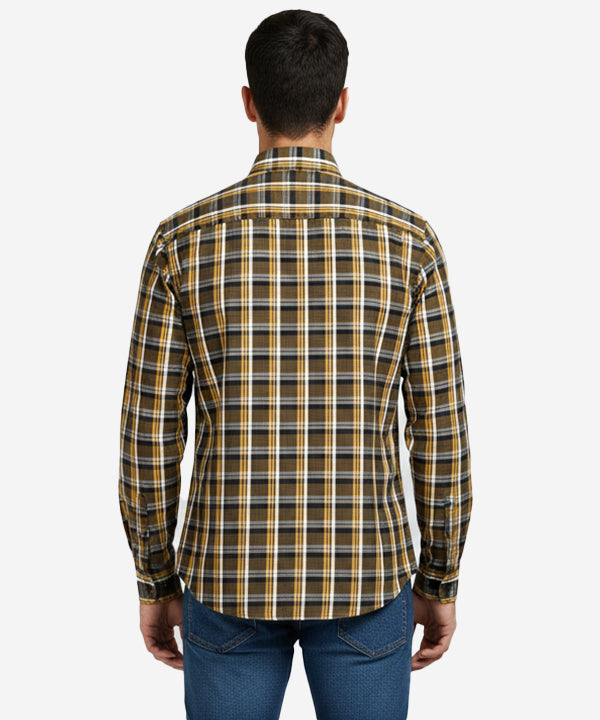 Men's Casual Checkered Shirt - Shc-1702 Brown Chk