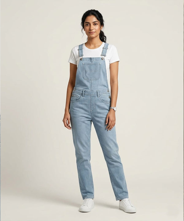 HR Clothing Women's Denim Rompers – L-Blue- DG-0007
