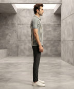 MEN'S T-SHIRT COLLAR GREY STRIPE Old Money TSH-7161