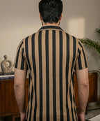 Men's Casual Shirt Half Sleeves - SHC-3069 Brown Stripe ( ORG )