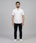 Men's Casual White Half Sleves Shc-1846