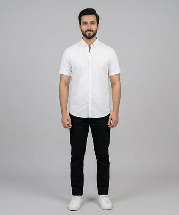 Men's Casual White Half Sleves Shc-1846