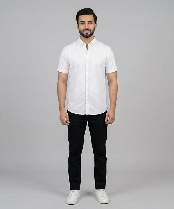 Men's Casual White Half Sleves Shc-1846