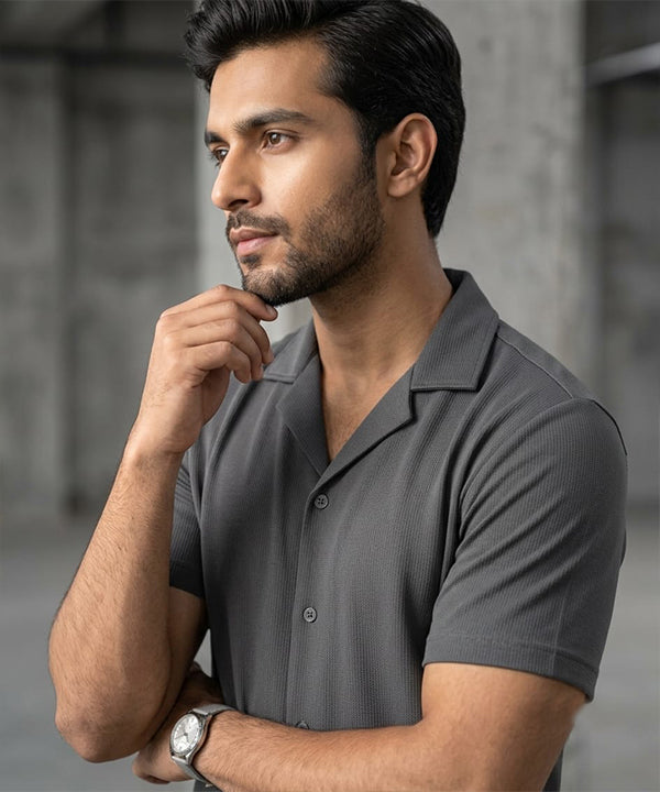 Men's Thermal Half sleves Shirt -D-Grey Shc-3086