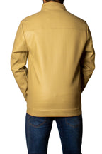 Men's Faux Leather Jacket Jk-0286 Dotted Beige