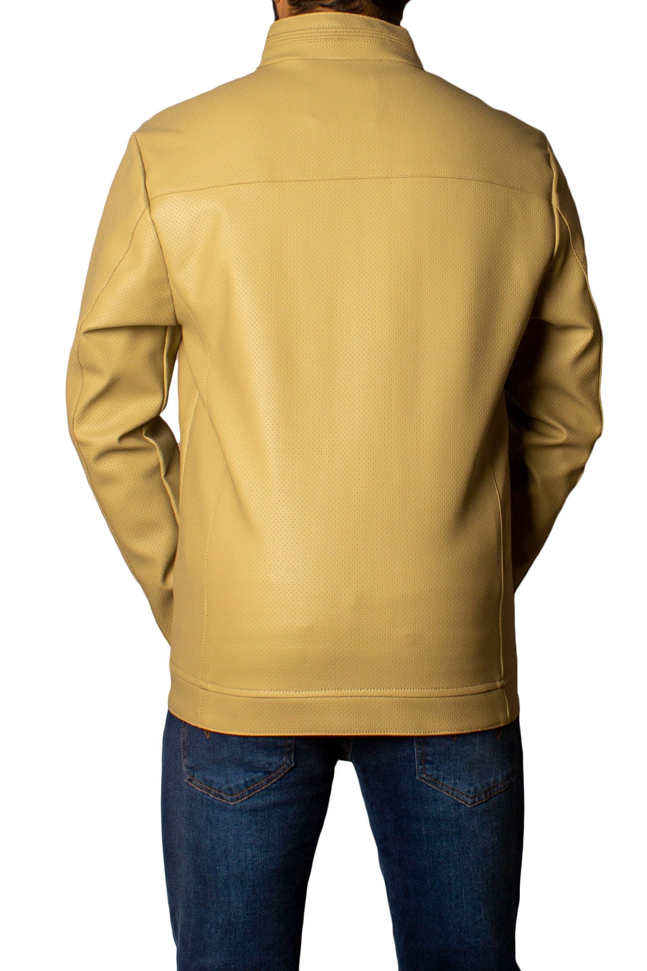 Men's Faux Leather Jacket Jk-0286 Dotted Beige